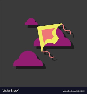 Flat icon design kids toy kite in sticker style vector image