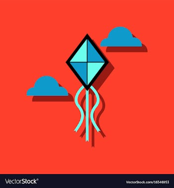 Flat icon design kids toy kite in sticker style vector image