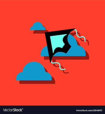 Flat icon design kids toy kite in sticker style vector image
