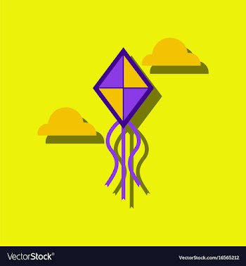 Flat icon design kids toy kite in sticker style vector image