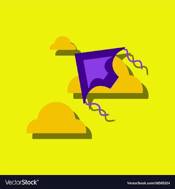 Flat icon design kids toy kite in sticker style vector image