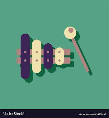 Flat icon design kids toy xylophone in sticker vector image