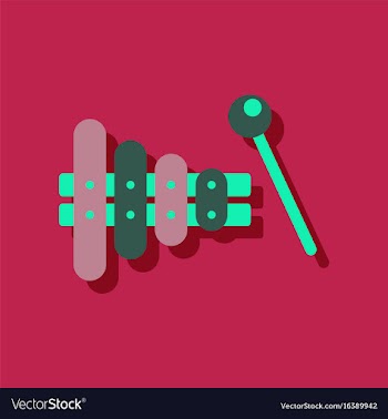 Flat icon design kids toy xylophone in sticker vector image