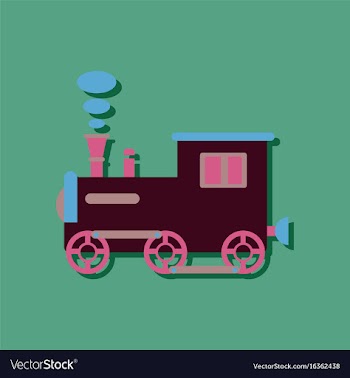 Flat icon design kids train in sticker style vector image