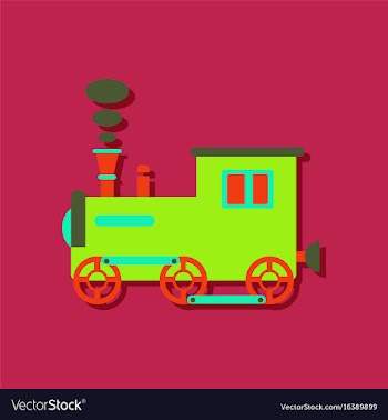Flat icon design kids train in sticker style vector image