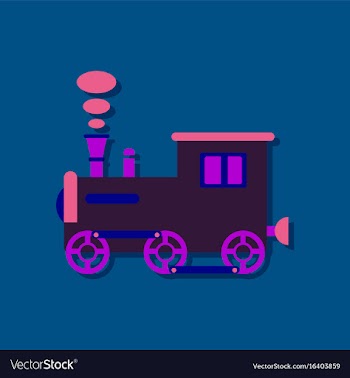 Flat icon design kids train in sticker style vector image