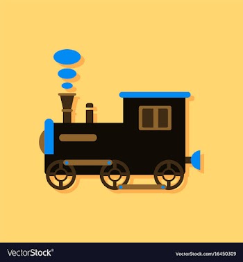 Flat icon design kids train in sticker style vector image