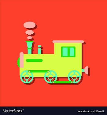 Flat icon design kids train in sticker style vector image