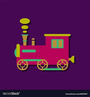Flat icon design kids train in sticker style vector image