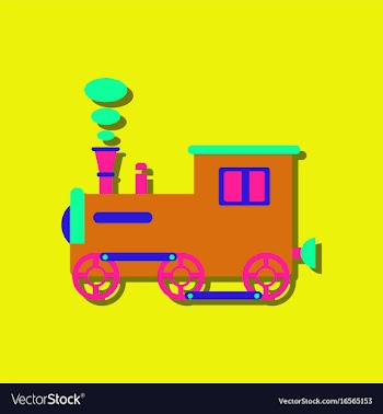 Flat icon design kids train in sticker style vector image