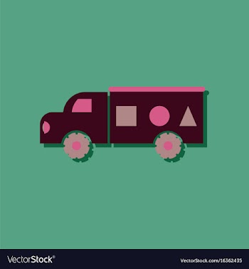 Flat icon design kids truck silhouette in sticker vector image