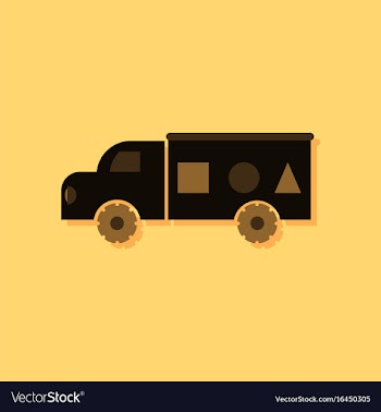 Flat icon design kids truck silhouette in sticker vector image
