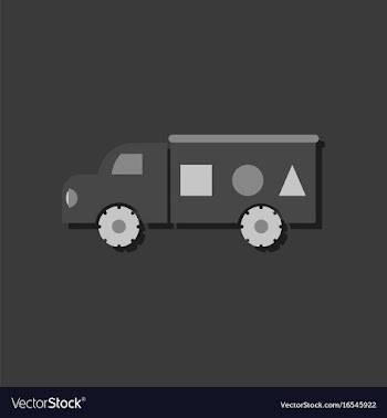 Flat icon design kids truck silhouette in sticker vector image