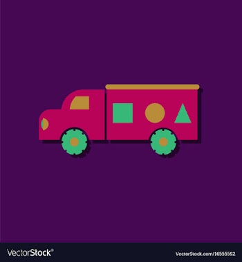 Flat icon design kids truck silhouette in sticker vector image