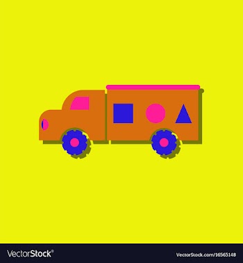 Flat icon design kids truck silhouette in sticker vector image