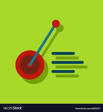 Flat icon design kids wheel and stick in sticker vector image