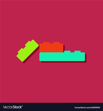 Flat icon design lego constructor in sticker style vector image