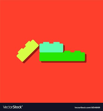 Flat icon design lego constructor in sticker style vector image