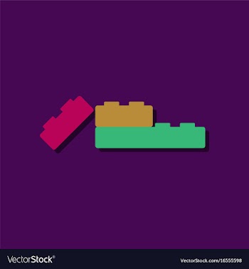 Flat icon design lego constructor in sticker style vector image