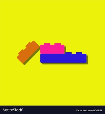 Flat icon design lego constructor in sticker style vector image