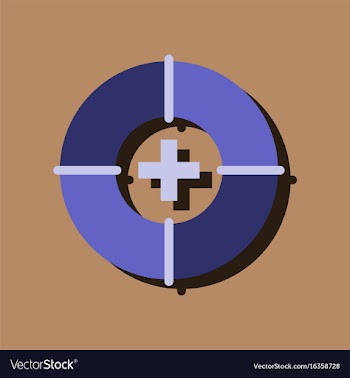 Flat icon design lifebuoy with medical cross in vector image