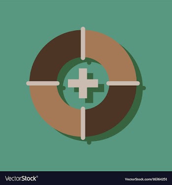 Flat icon design lifebuoy with medical cross in vector image