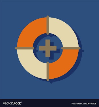 Flat icon design lifebuoy with medical cross in vector image