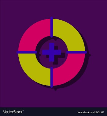 Flat icon design lifebuoy with medical cross in vector image