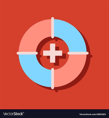 Flat icon design lifebuoy with medical cross in vector image