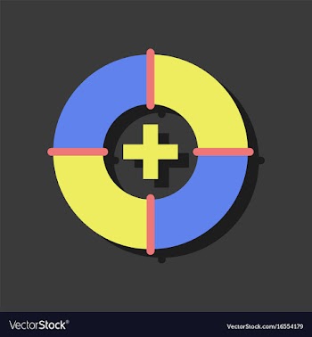 Flat icon design lifebuoy with medical cross in vector image