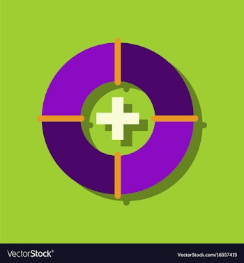 Flat icon design lifebuoy with medical cross in vector image