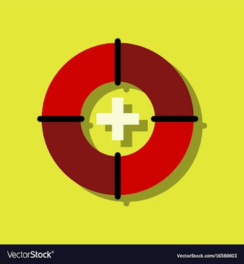 Flat icon design lifebuoy with medical cross in vector image
