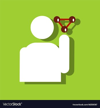 Flat icon design man silhouette and molecules in vector image