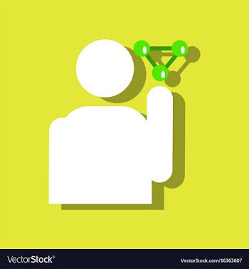 Flat icon design man silhouette and molecules in vector image