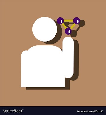 Flat icon design man silhouette and molecules in vector image