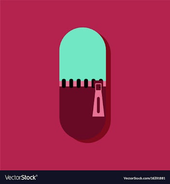 Flat icon design medical capsule in sticker style vector image