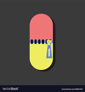 Flat icon design medical capsule in sticker style vector image