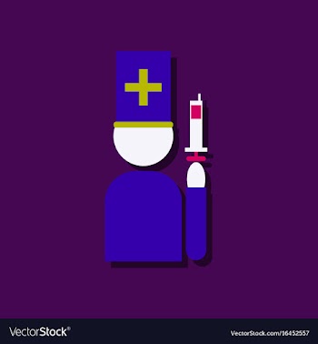 Flat icon design medical injection and doctor in vector image