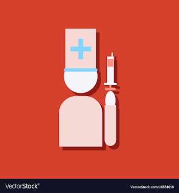 Flat icon design medical injection and doctor in vector image