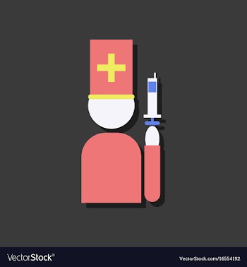 Flat icon design medical injection and doctor in vector image