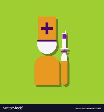 Flat icon design medical injection and doctor in vector image