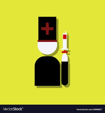 Flat icon design medical injection and doctor in vector image