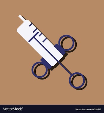 Flat icon design medical injection in sticker vector image