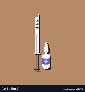 Flat icon design medical injection in sticker vector image