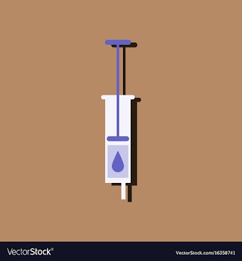 Flat icon design medical injection in sticker vector image