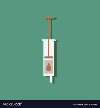 Flat icon design medical injection in sticker vector image