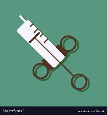 Flat icon design medical injection in sticker vector image