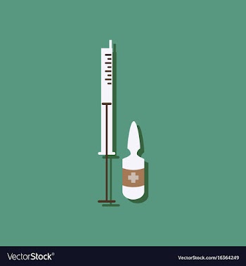 Flat icon design medical injection in sticker vector image
