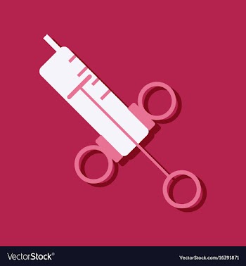 Flat icon design medical injection in sticker vector image