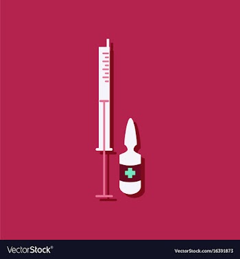 Flat icon design medical injection in sticker vector image